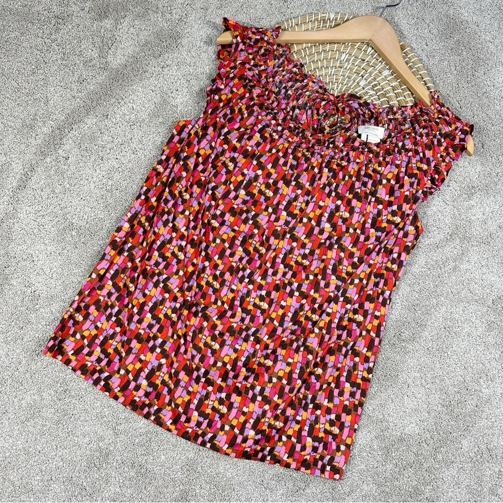 Kate Spade New York Audrey Geo Top Blouse Sleeveless Multicolor Size S